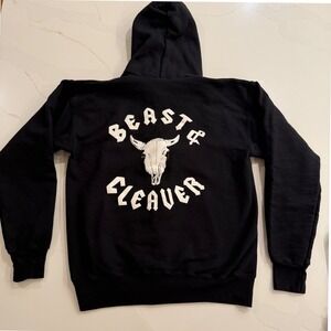 Beast & Cleaver Seattle Butcher Shop Black Zip Up Hoodie Skull Men's Size Small